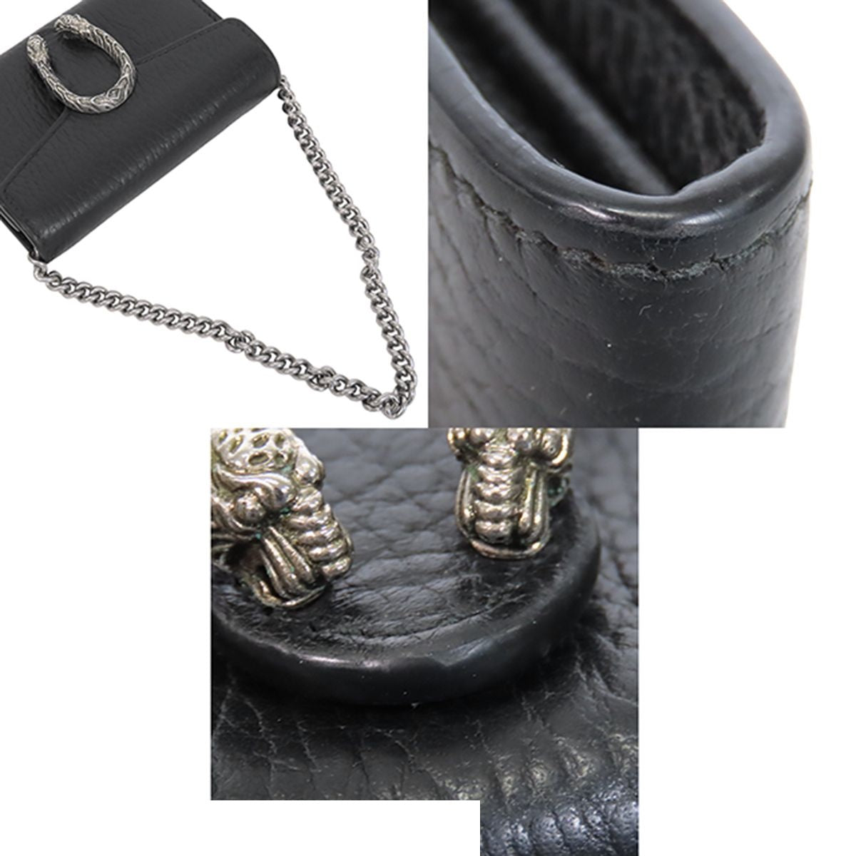 Gucci Dionysus Chain Coin Purse Black Leather Wallet — view 5