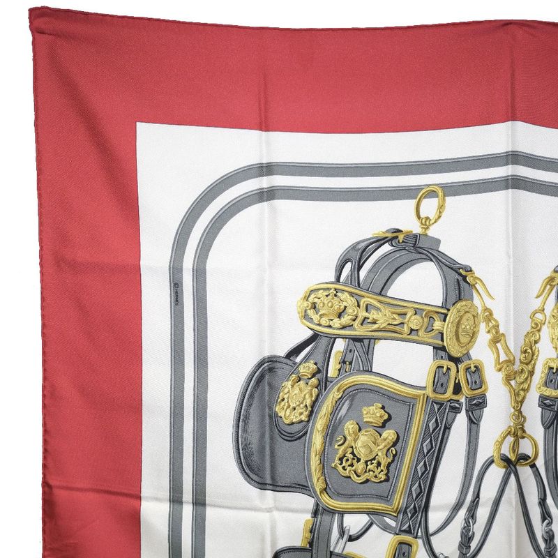 Hermes Carre 90 Brides De GALA Silk White Women's Scarf