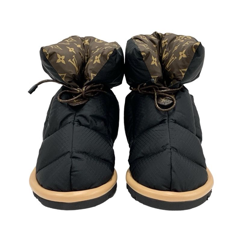 Louis Vuitton Pillow Line Monogram Boots Short Boots Shoes Nylon Black Brown