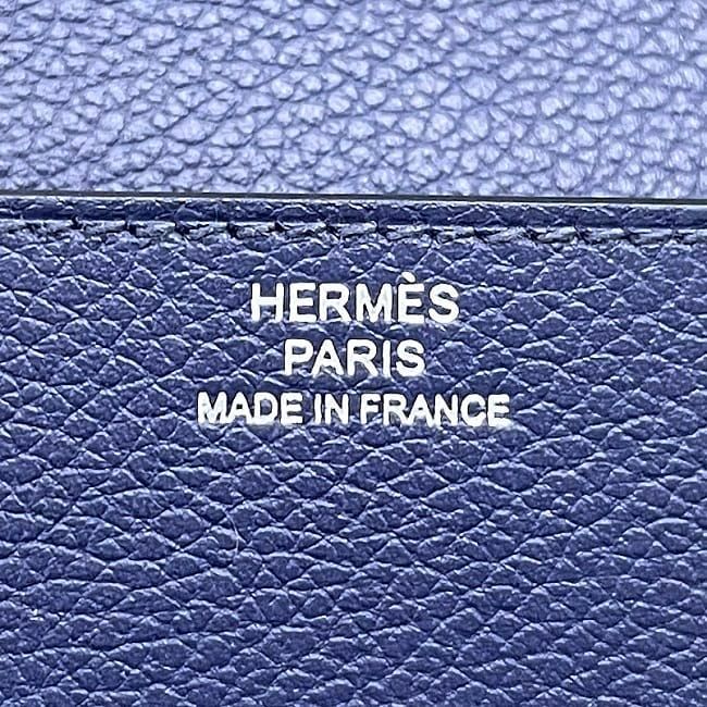 Hermes Wallet Luli Slim Wallet Navy Silver Hardware Excellent Condition Leather
