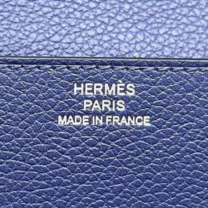 Hermes Wallet Luli Slim Wallet Navy Silver Hardware Excellent Condition Leather