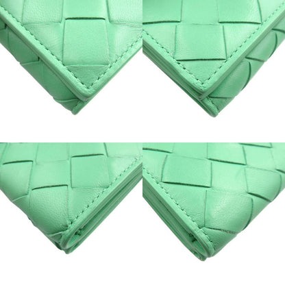 Bottega Veneta Intrecciato Compact Wallet Calf Silver Hardware Green Trifold