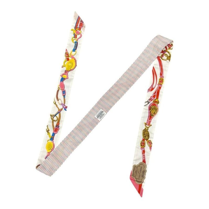 Hermes Silk Scarf Twillie Twins Brides de Gala H563940s 01 Blanc Rose Blue