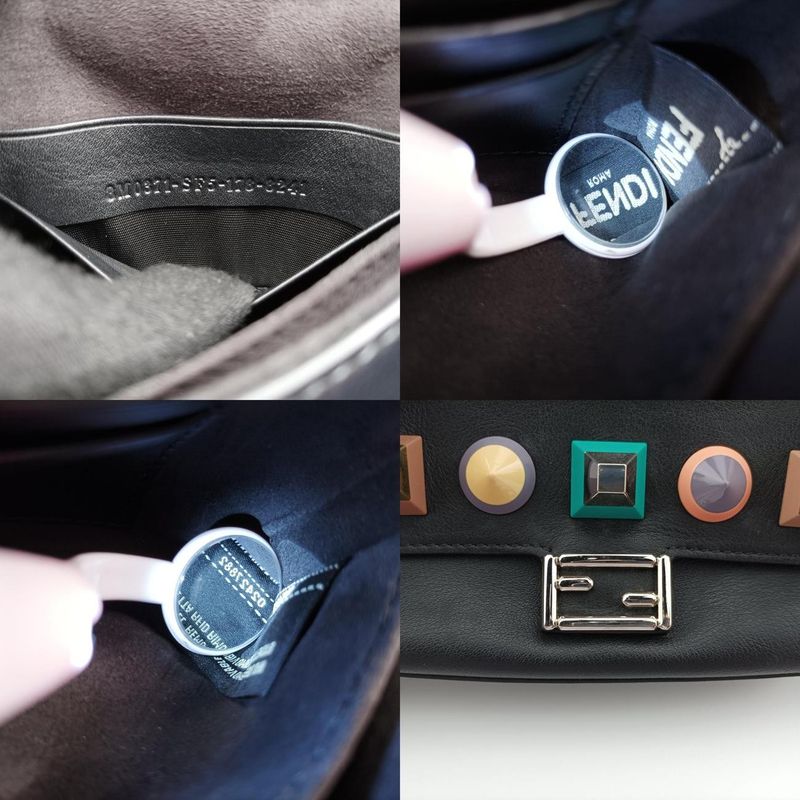 Fendi Micro Monster Double Baguette Black And Multicolor Leather 8m0371