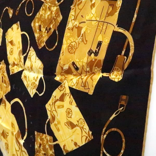 Hermes Kelly En Caleche 70 Kelly's Carriage Black X Yellow Silk With Box Hermes