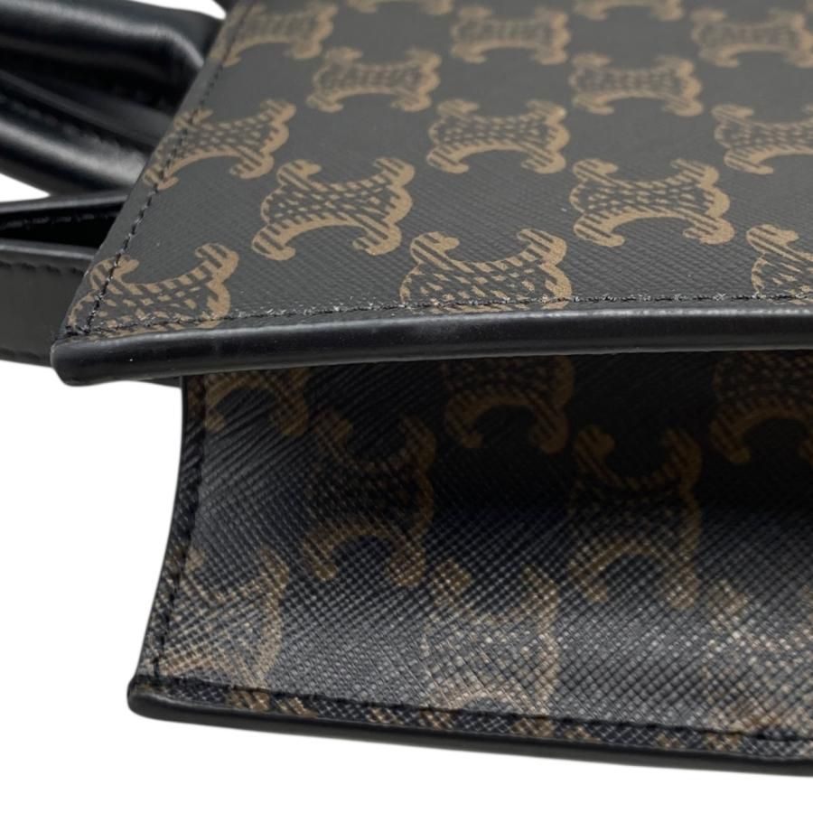 Celine Tote Shoulder Bag Medium Vertical Cabas 194432 Triomphe Black Brown