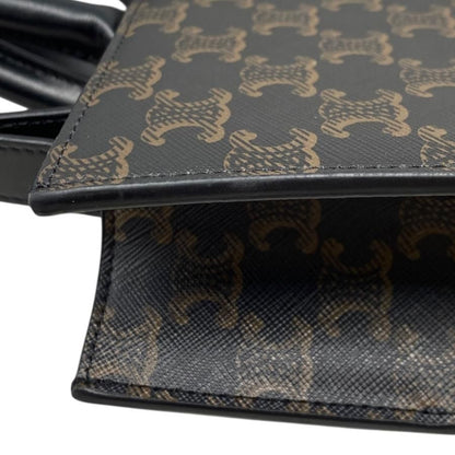 Celine Tote Shoulder Bag Medium Vertical Cabas 194432 Triomphe Black Brown