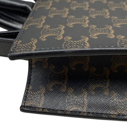 Celine Tote Shoulder Bag Medium Vertical Cabas 194432 Triomphe Black Brown