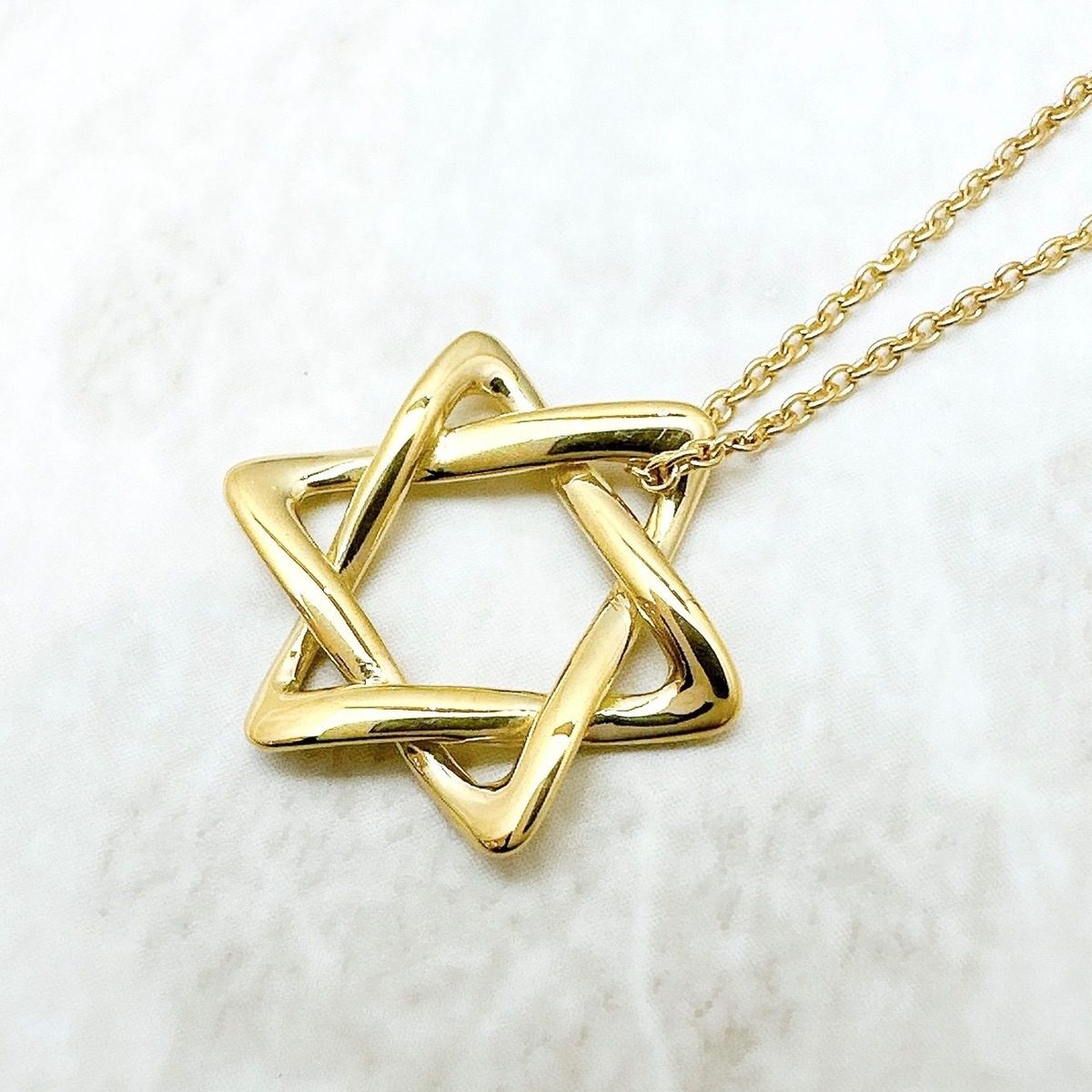Tiffany & Co Star of David Yellow Gold Necklace 40 cm — view 3