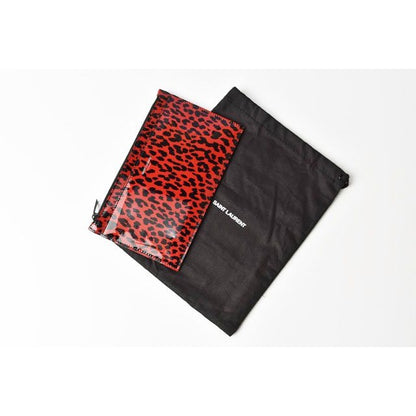 Saint Laurent Paris Flap Pouch Clutch Bag Rouge Black — view 2