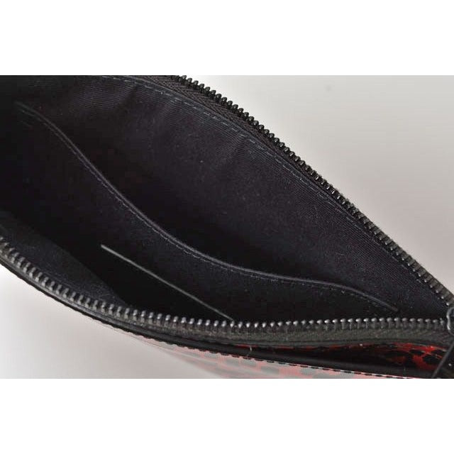 Saint Laurent Paris Flap Pouch Clutch Bag Rouge Black — view 3