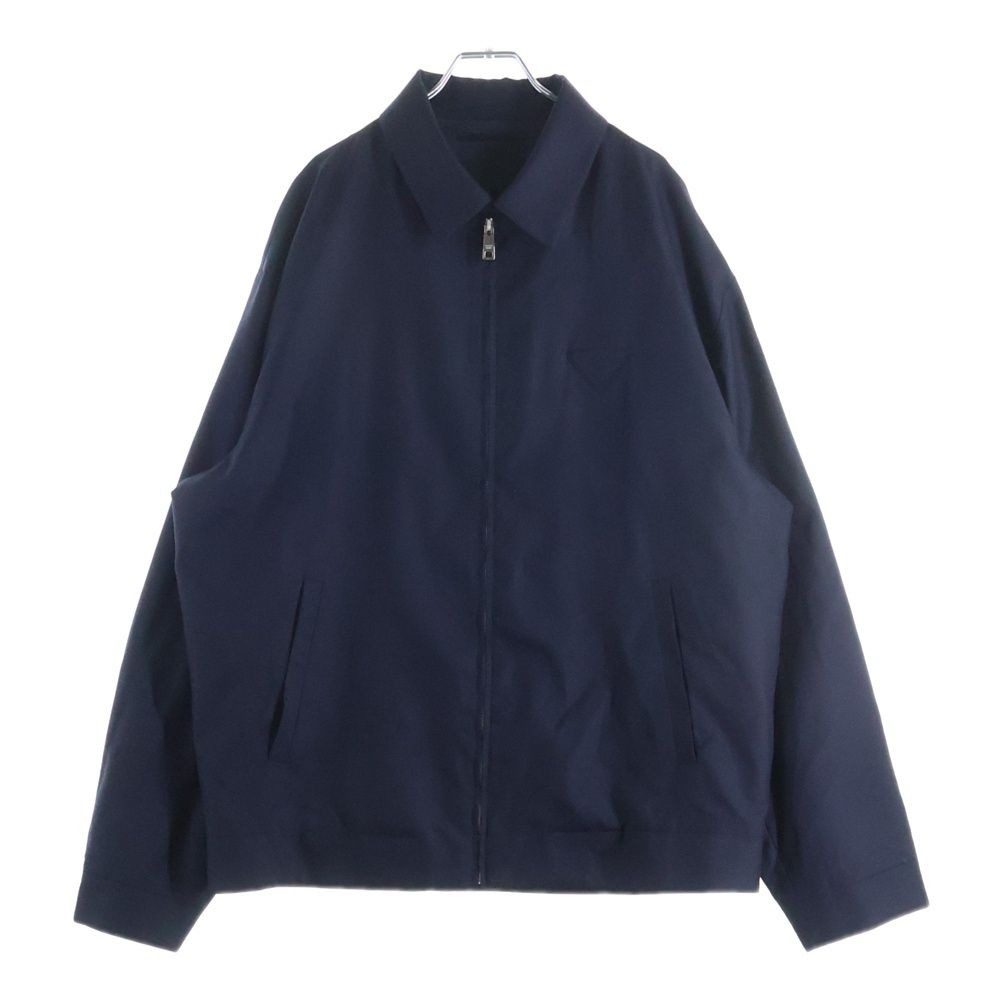 Prada Camel Hair Triangle Logo Patch Zip Up Jacket Wool Navy
