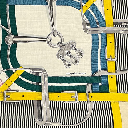 Hermes Carre 140 Large Size Stole Shawl Scarf MORS A Jouets Horse Bit Cashmere