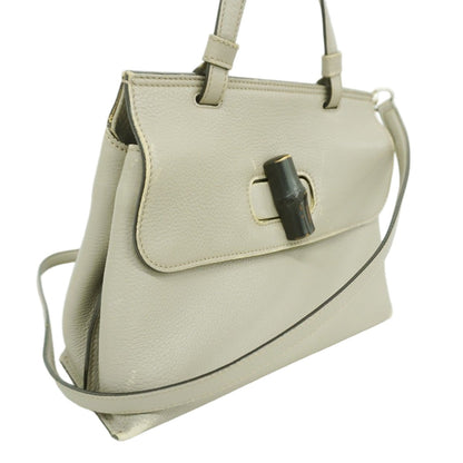 Gucci Handbag Bamboo Daily Leather Gray Silver 2-Way — view 2