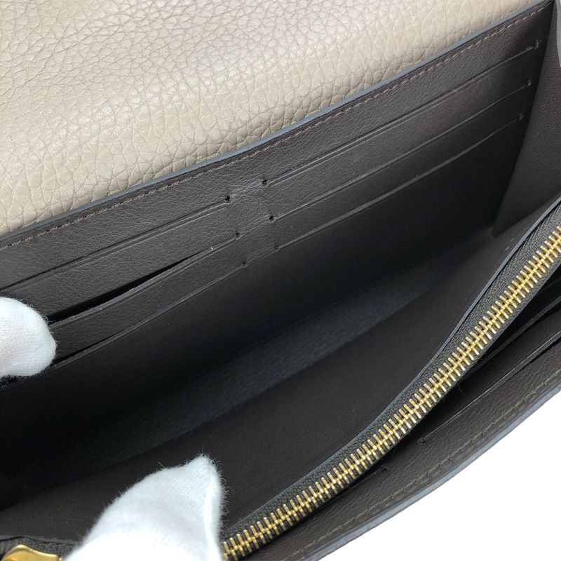 Louis Vuitton Long Wallet Portefeuille Capucines M61249 Leather Beige Gallet LV