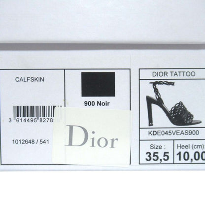 Unused Christian DIOR Tattoo Leather Ankle Strap High Heel Sandals 35.5d