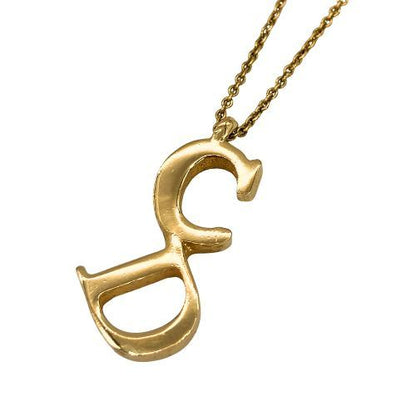 Christian DIOR Necklace Gold Plated Metal Gold Plated Metal Vintage CD Logo Gold