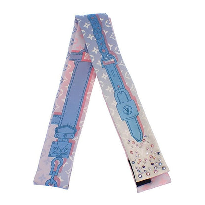 Louis Vuitton Bandeau BB Rising Confidential Scarf Silk Pink Blue Monogram