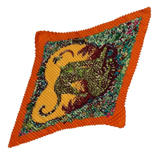 Hermes Scarf Pleats Silk Dip Dye Jungle Love Orange
