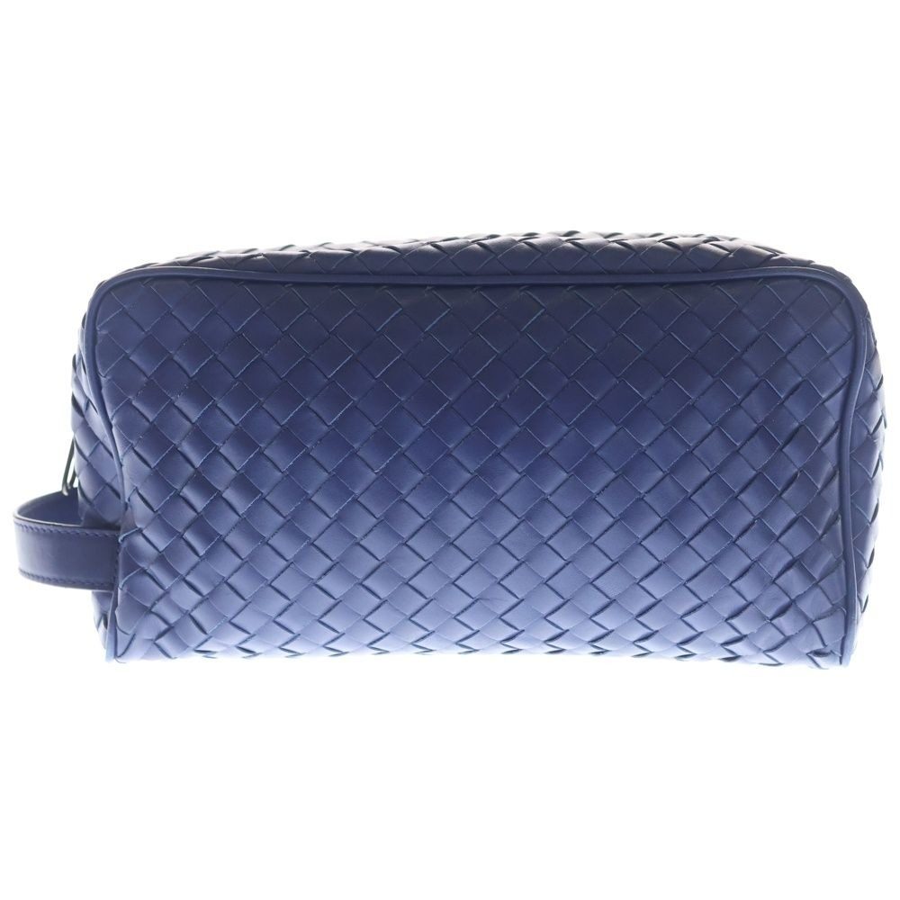 Bottega Veneta Intrecciato Clutch Pouch Case Blue Leather
