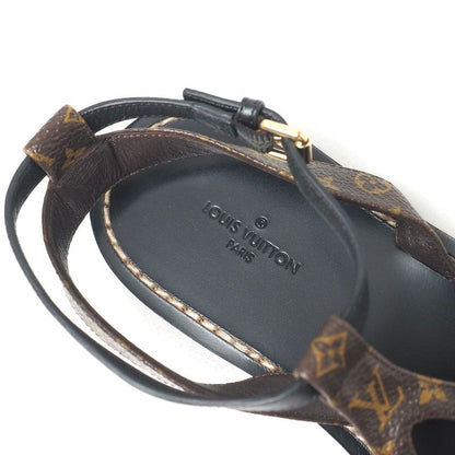 Louis Vuitton Sandals Size 37 Monogram LV Logo Ankle Strap Flat Thong Sandals