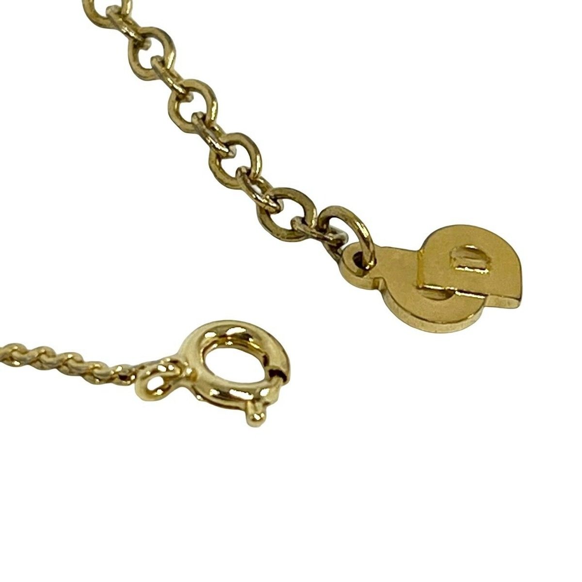 Dior CD Logo Motif Line Stone Necklace Pendant Gold — view 4