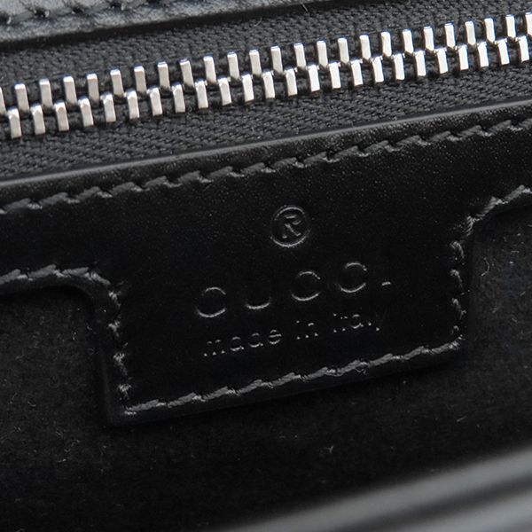 Gucci 2way Bag Double G Plate Leather Black Silver Hardware Black Shoulder