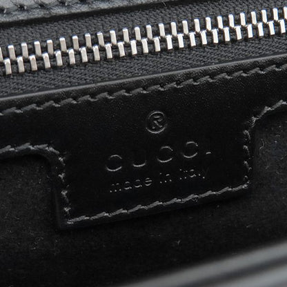 Gucci 2way Bag Double G Plate Leather Black Silver Hardware Black Shoulder