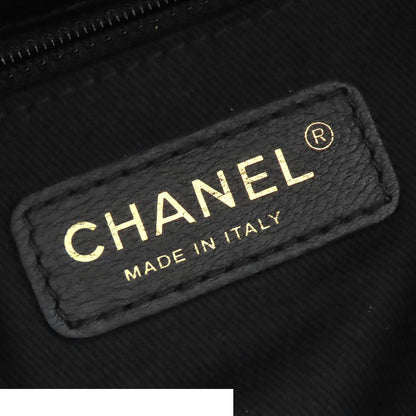 Chanel Chain Tote Bag Black Caviar Leather Quilted CC Logo — view 6