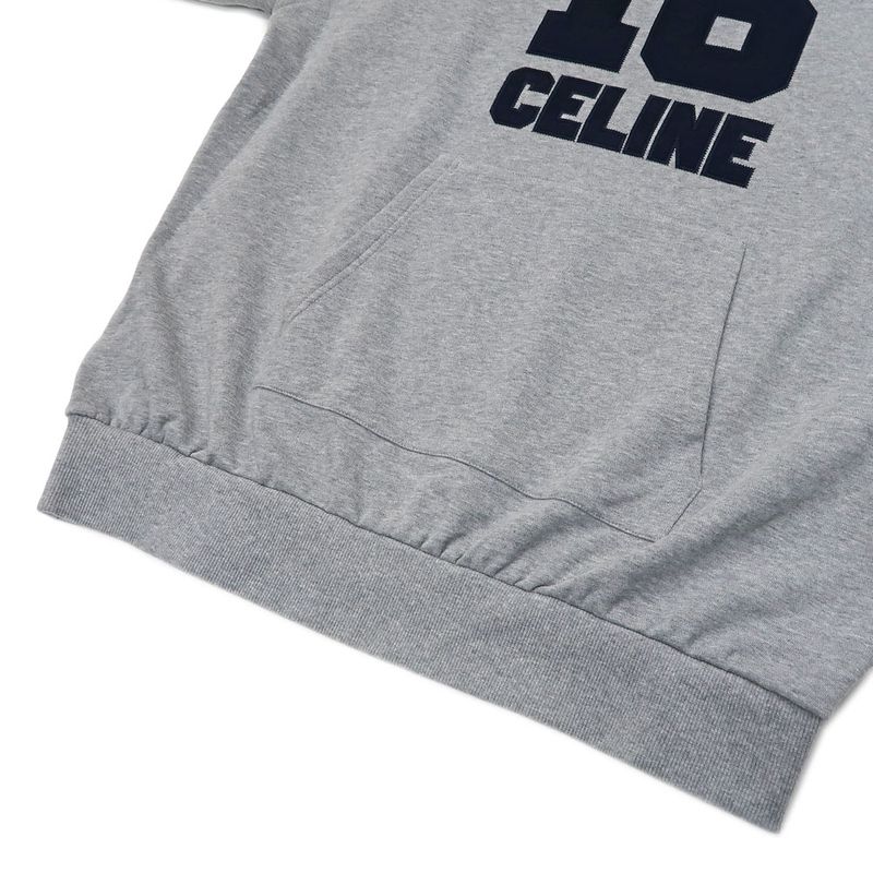 Celine Hoodie Short Sleeve Dress M Gray 2x83d670q Tunic Cotton Women's