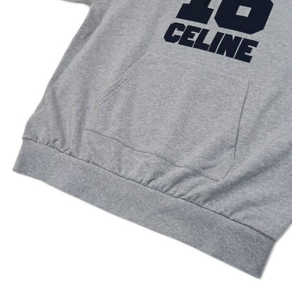 Celine Hoodie Short Sleeve Dress M Gray 2x83d670q Tunic Cotton Women's