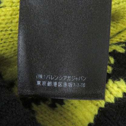 Balenciaga 555280 Wool Jacquard Logo Oversized Knit Cardigan Black S Made In