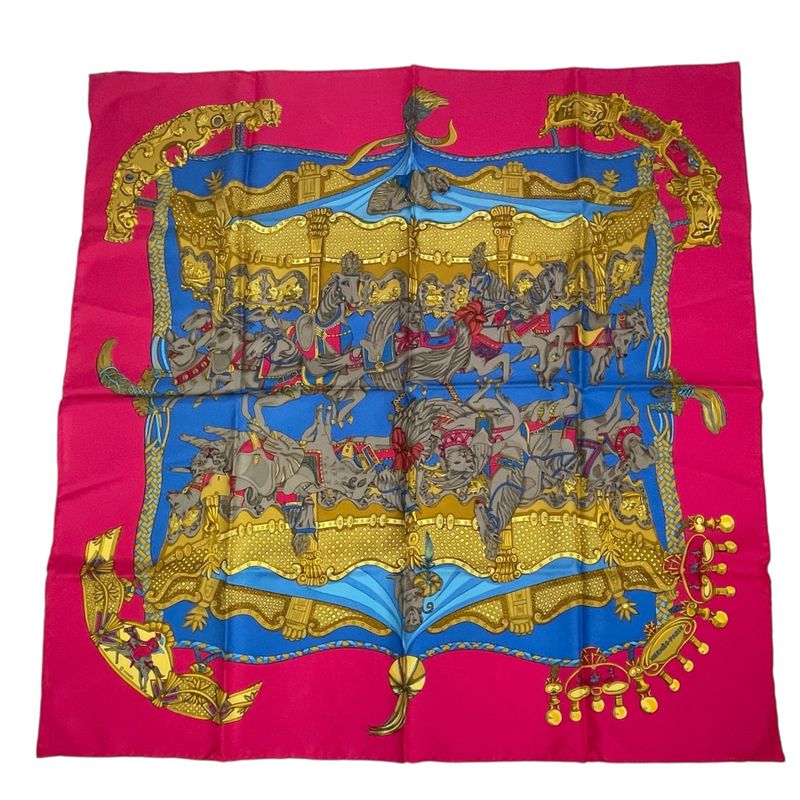 Hermes Carre 90 Silk Tournez Manege Merry-go-round Multicolor