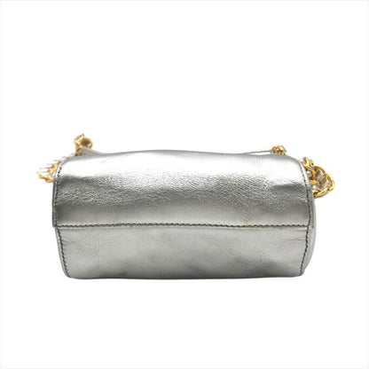 Prada Leather Mini Chain Shoulder Bag Silver Gold
