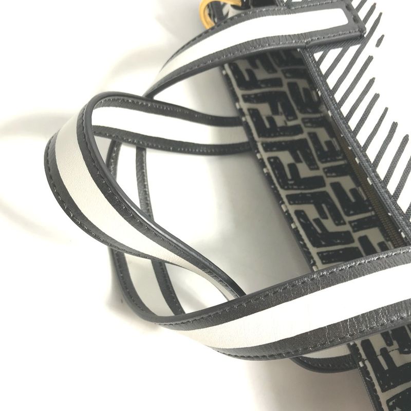 Fendi Tote Shopper Bag 8bh357 Coated Canvas White