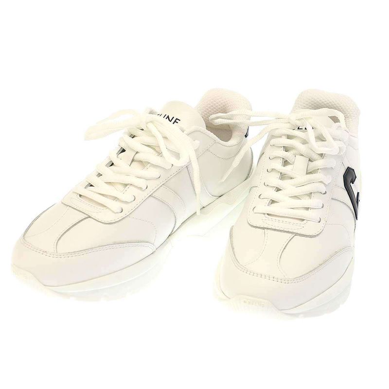 Celine Runner Low Lace-Up Sneaker Low Cut Leather Sneaker Cr-02 White 36