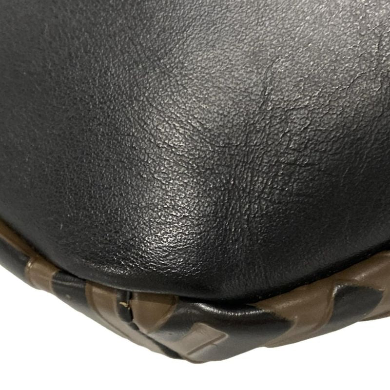 Fendi Waist Pouch Zucca Pattern 7va434 Dark Brown And Black Leather