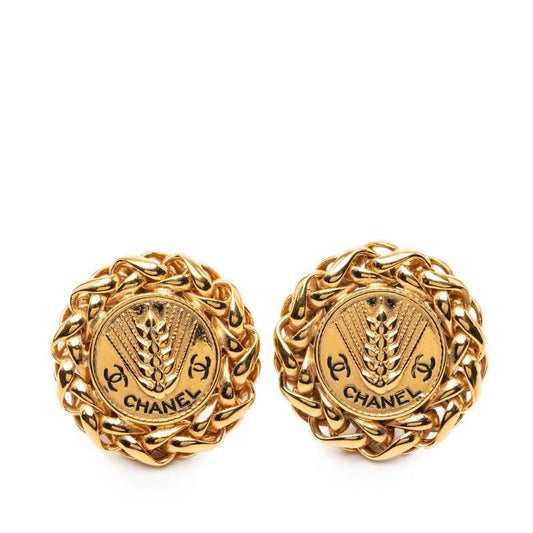 Chanel Mugi Inaho CC Logo Earrings Gold Plated