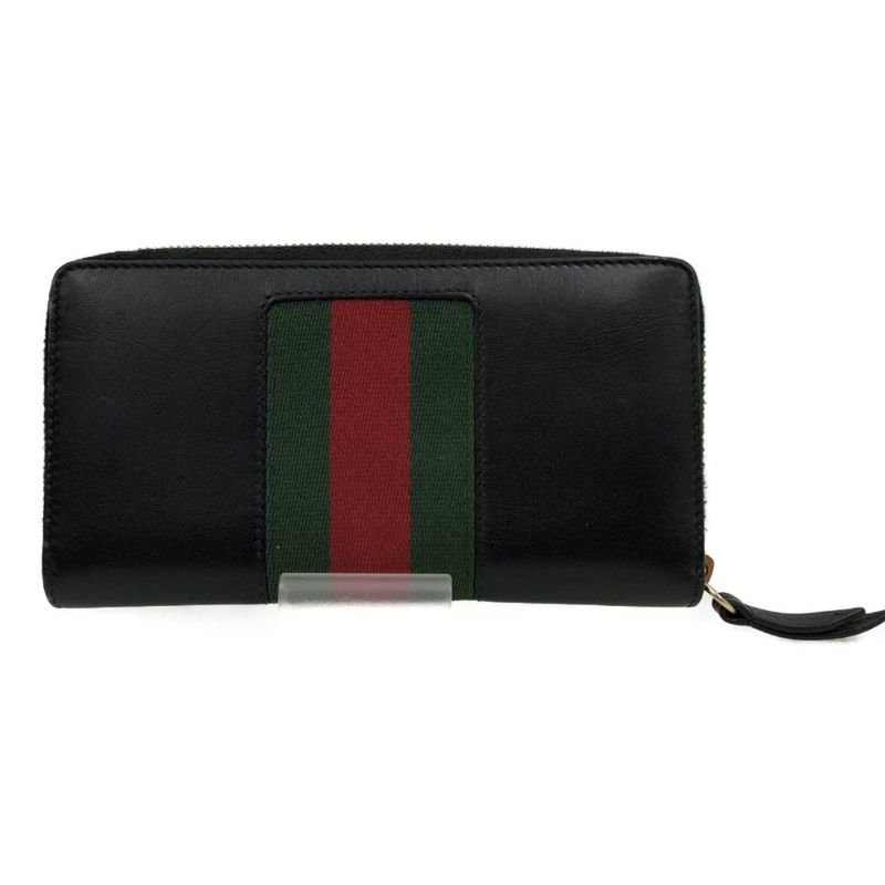 Gucci Round Zipper Long Wallet Sylvie 476083 Black