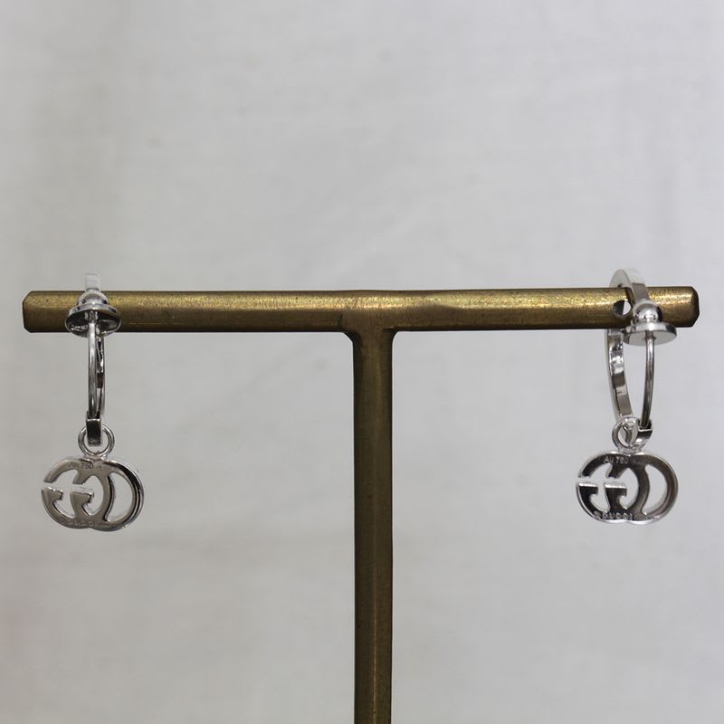 Gucci GG Running Diamond Earrings Hoop AU 750 Box E1497