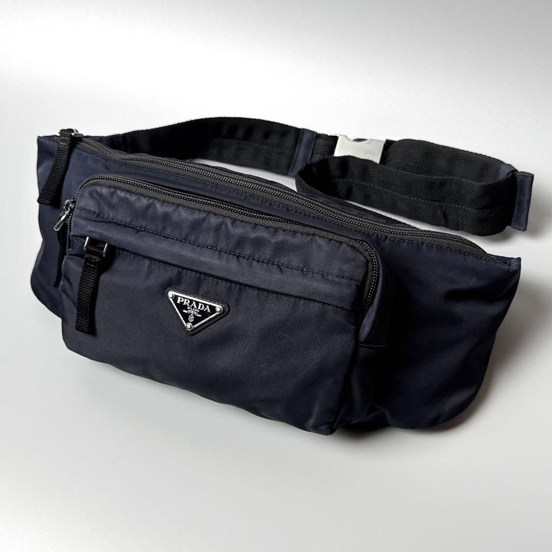 Prada Triangle Logo Belt Bag Nylon Navy
