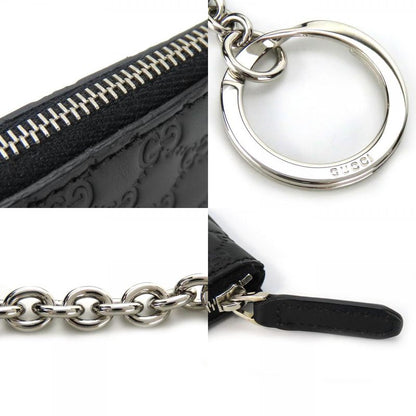 Gucci Coin Case 544476 Striped Leather Black Silver Hardware Small Case Key