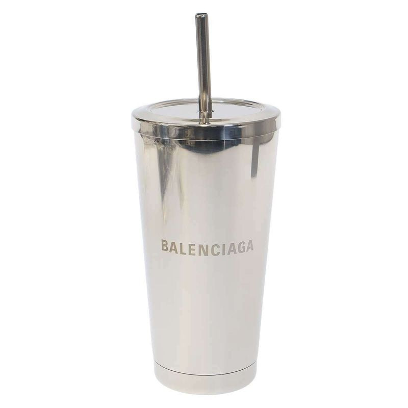 Balenciaga Tumbler Silver with Straw
