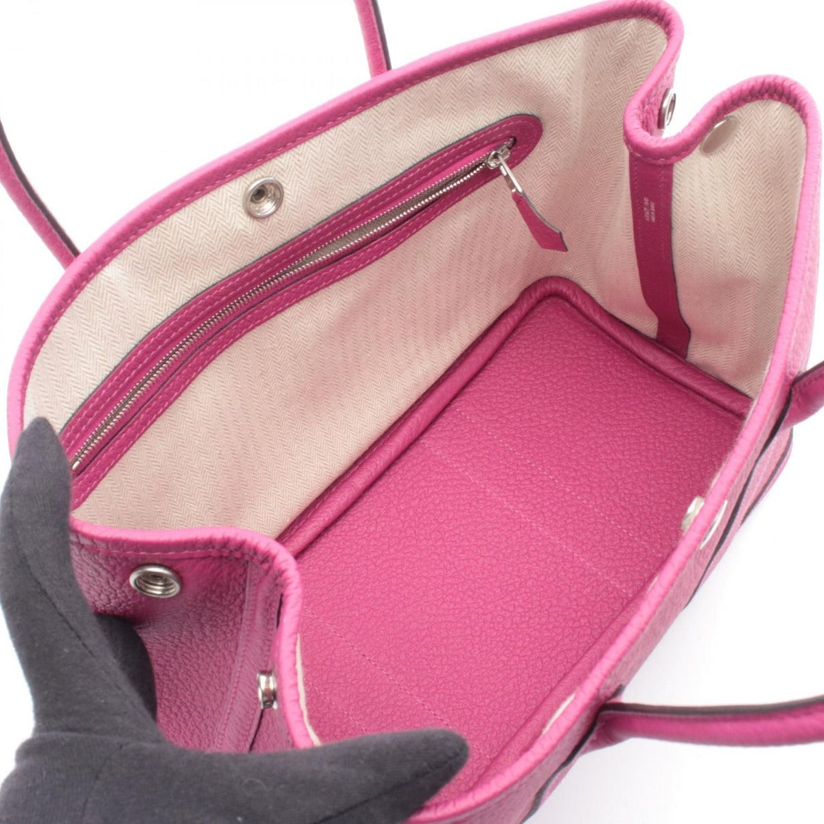 Hermes Tote Garden Party TPM Rose Purple Leather Pink — view 3