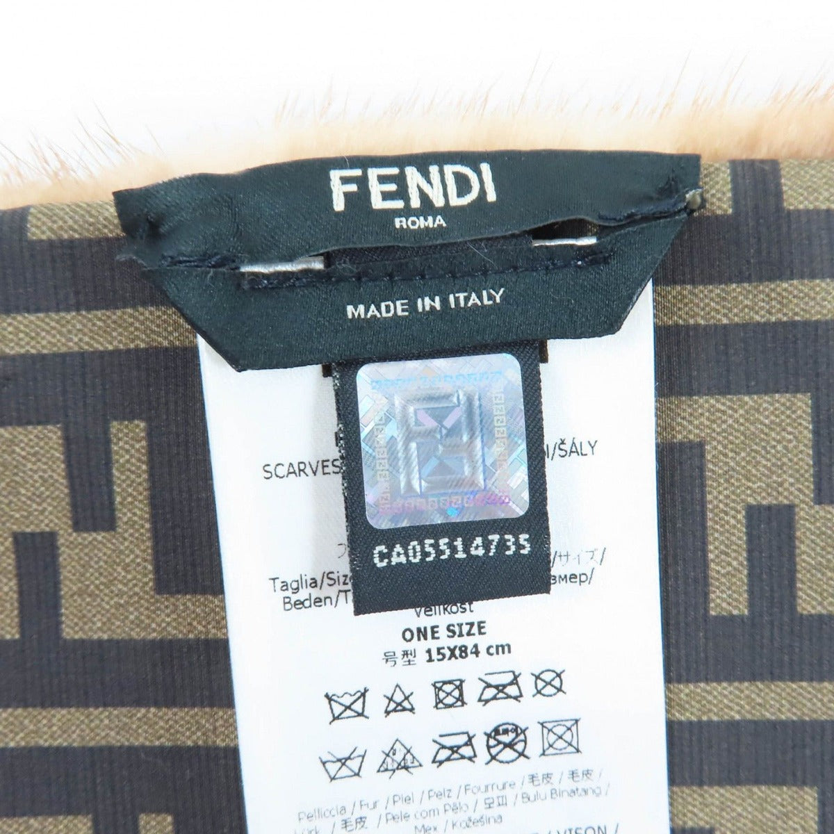 Fendi FF Logo Zucca Pattern Charm Mink Tippet Shawl Brown — view 8