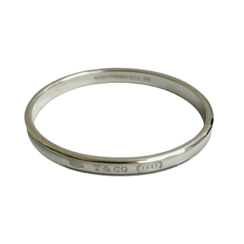 Tiffany & Co 1837 Narrow Bangle Logo Engraved Silver 925