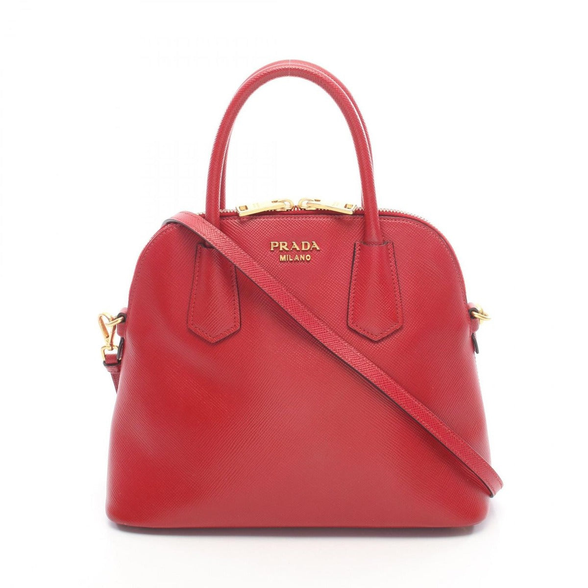 Prada Handbag Saffiano Cuir Red Leather 2-Way