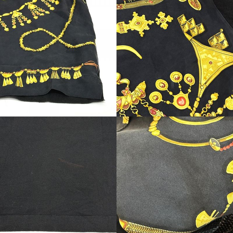 Hermes Long-sleeved Shirt Vintage Twillraine Silk Black And Gold