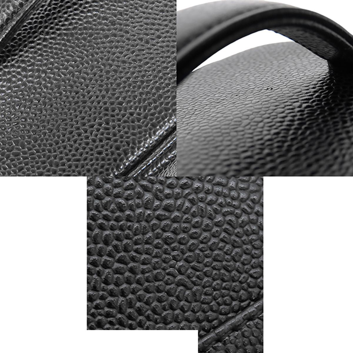Chanel Vanity Bag Black Gold Caviar Leather CC Logo Handbag — view 6