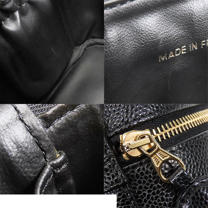 Chanel Vanity Bag Black Gold Caviar Leather CC Logo Handbag — view 8